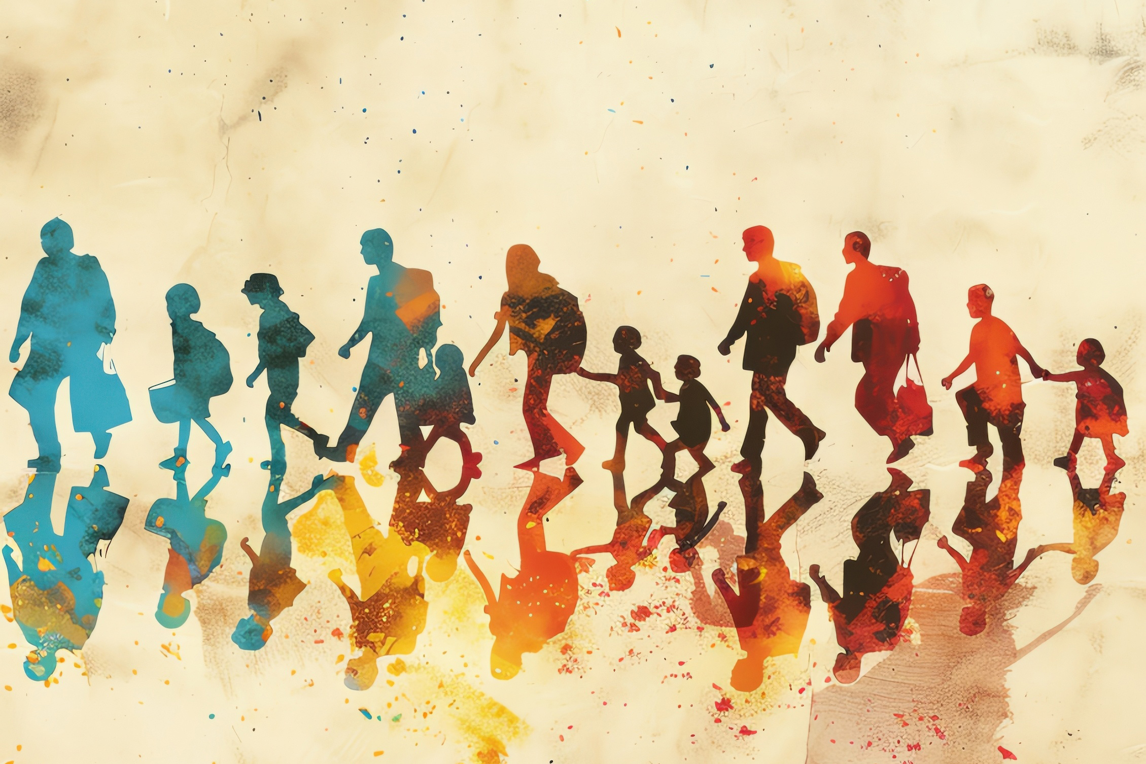 Lien vers le site de l'OIT Illustration de nombreuses silhouettes colorées