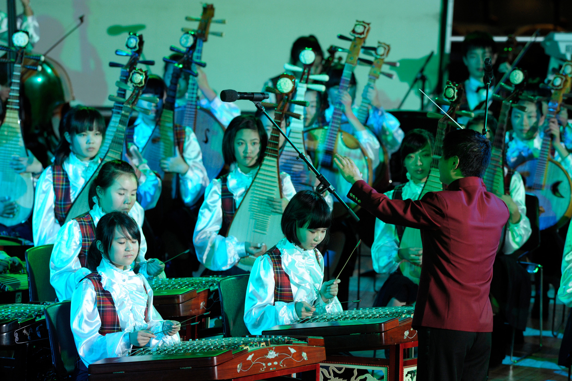A group of young Chinese musicians playing at UN Headquarters.